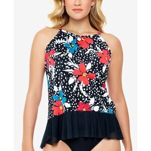 Swim Solutions Women's Color blocked High-Neck Swimsuit Size M 14536